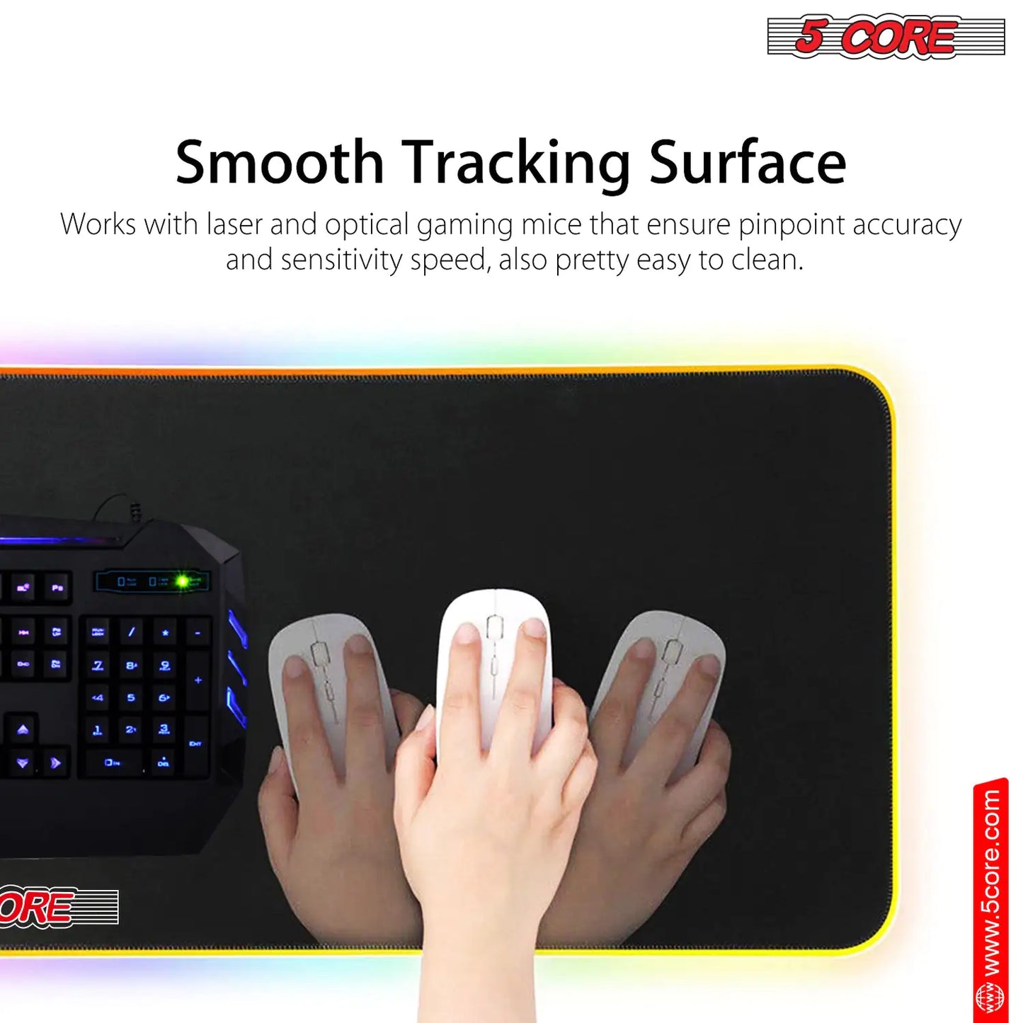 12 Light Mode High-Performance Soft Padded Gaming Mouse Pad Large