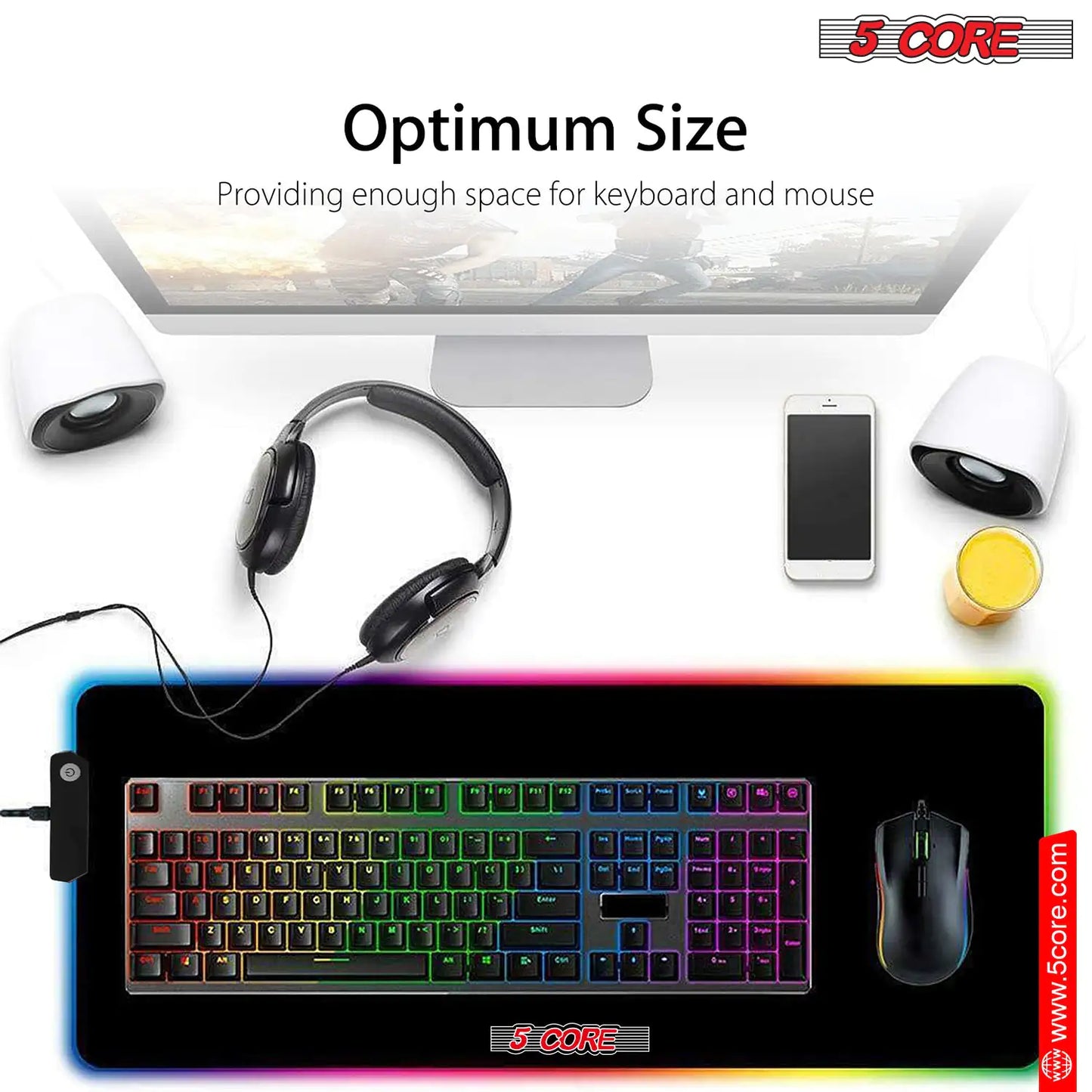 12 Light Mode High-Performance Soft Padded Gaming Mouse Pad Large