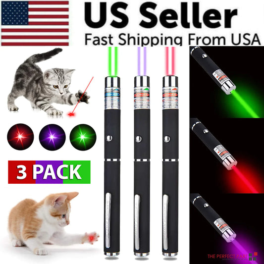 Trio Set 900Mile Laser Pens Green Blue Red Light Visible Beam Lazers