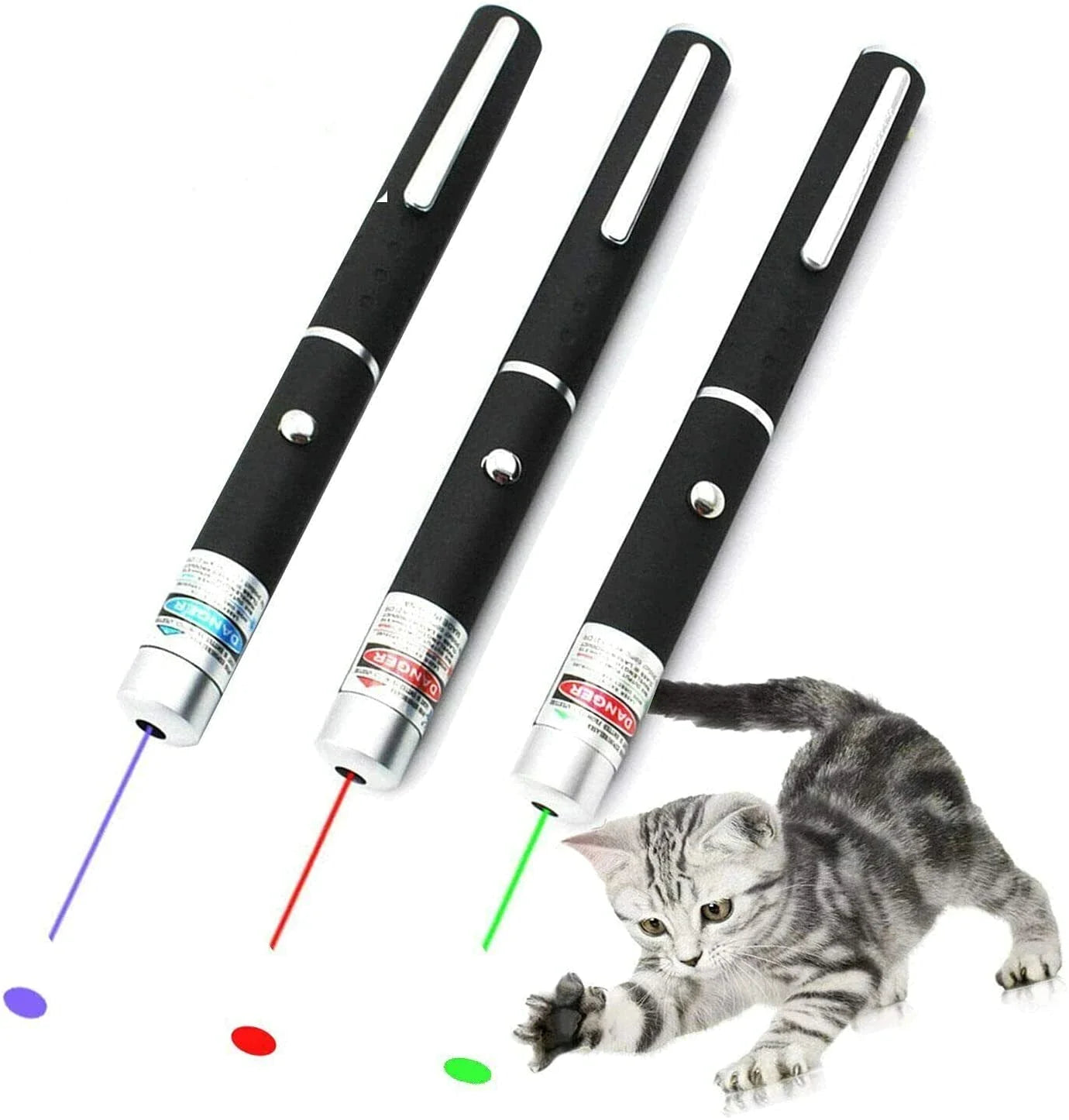 Trio Set 900Mile Laser Pens Green Blue Red Light Visible Beam Lazers