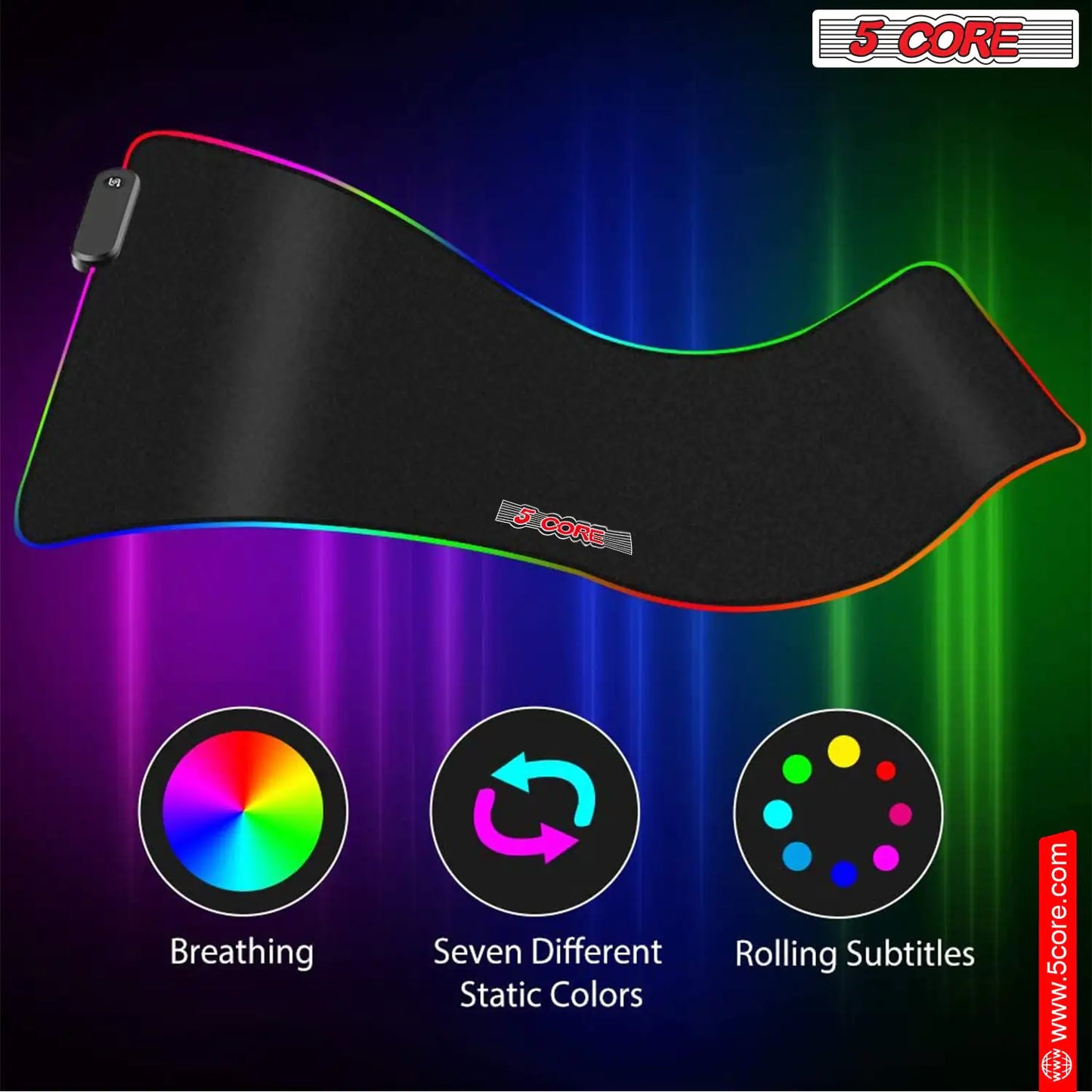 12 Light Mode High-Performance Soft Padded Gaming Mouse Pad Large