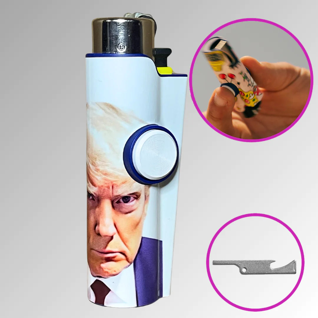 FLKR LYTR® Fidget Spinner Lighter Case Limited Edition "Trump Mug Shot" for Clipper Lighter® Case